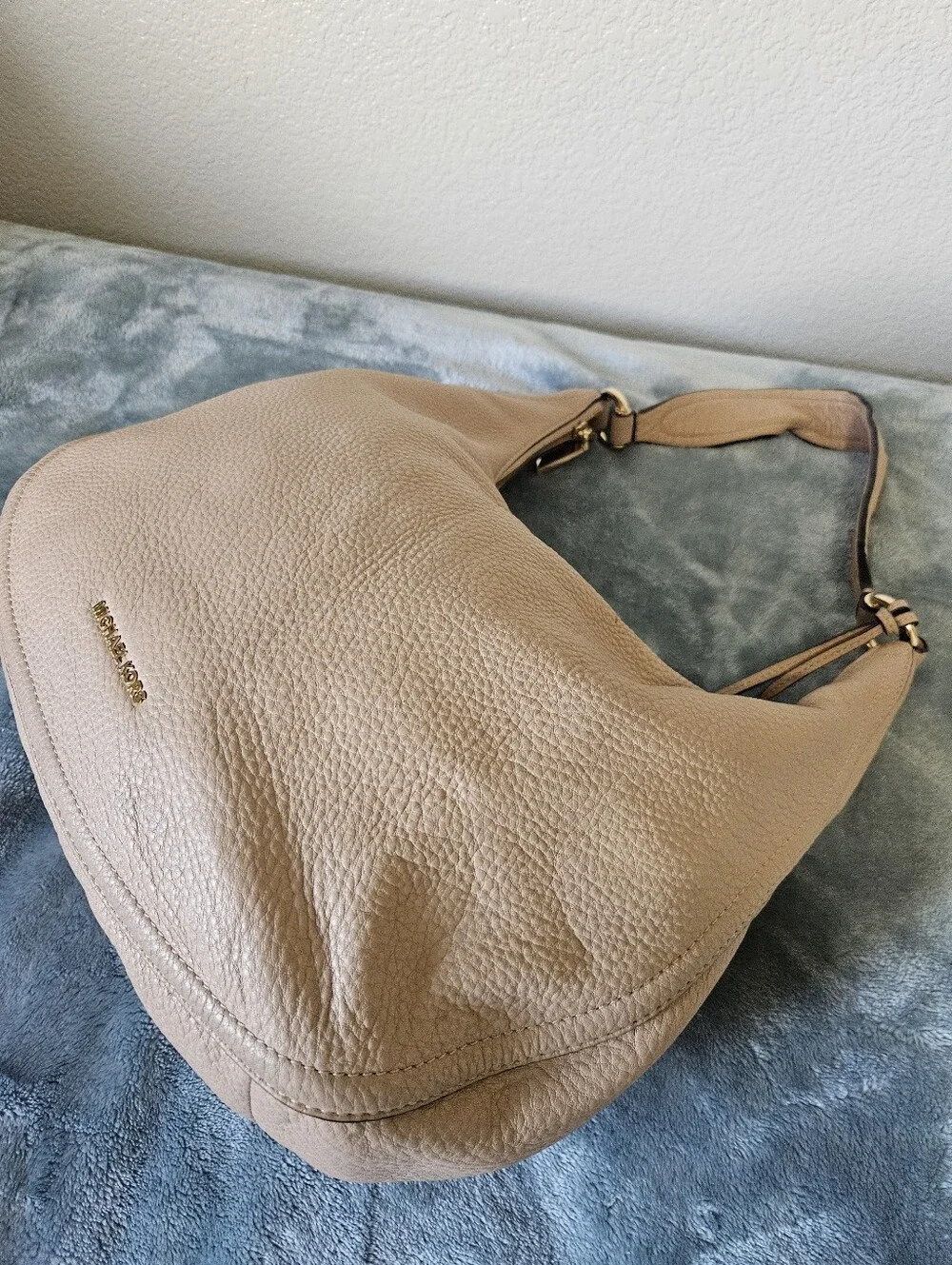 Michael Kors Beige Pebbled Leather Hobo with Tassel Charm - Picture 12 of 12